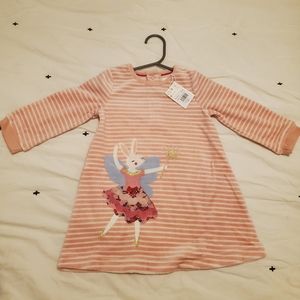 Baby Boden Velour Long Sleeve Infant Dress, size 9-12 months
